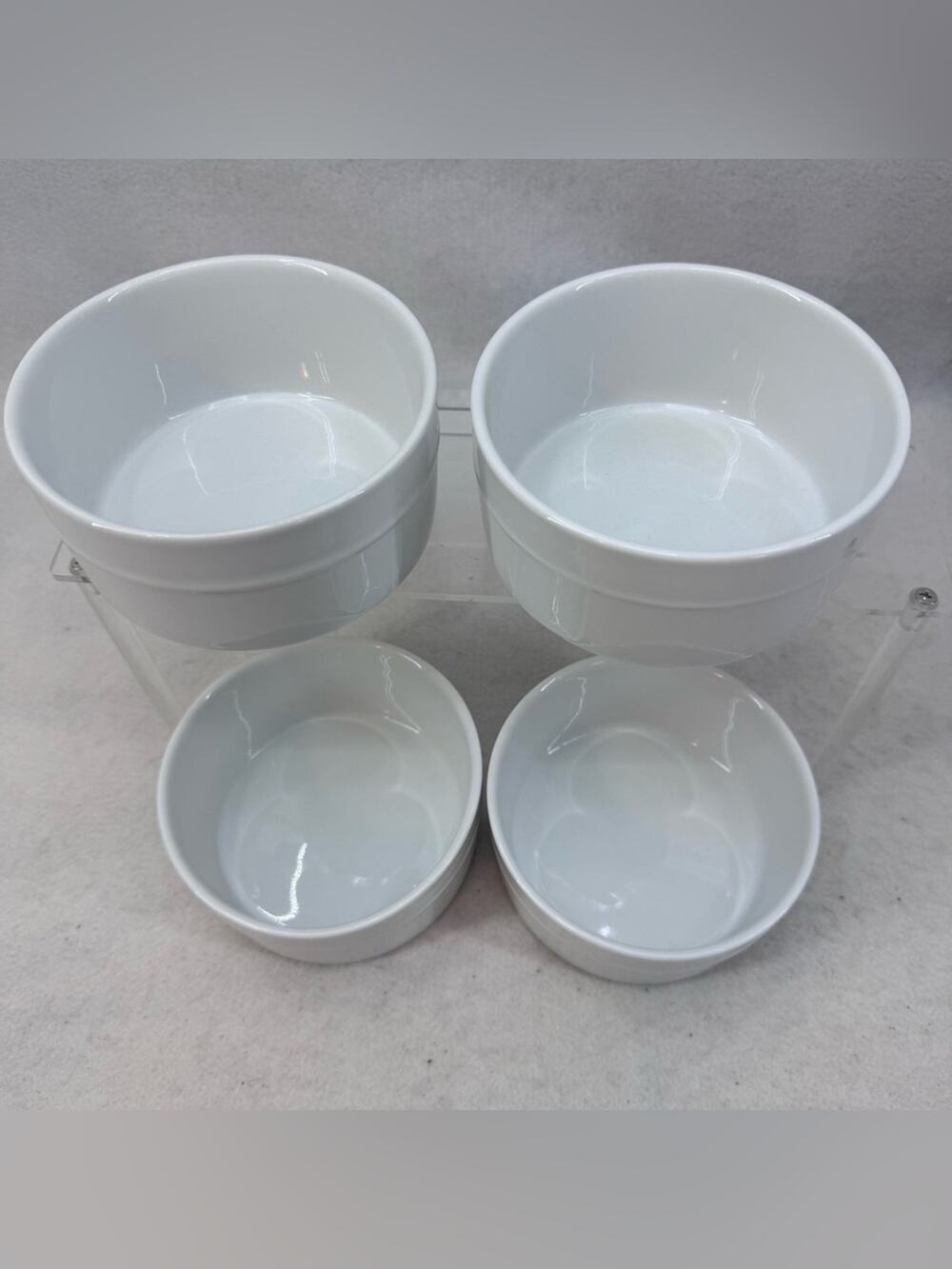 EUC 4 Home Trends Canopy Brand Ramekins White Ceramic Soufflé Cups 5”x2.25”